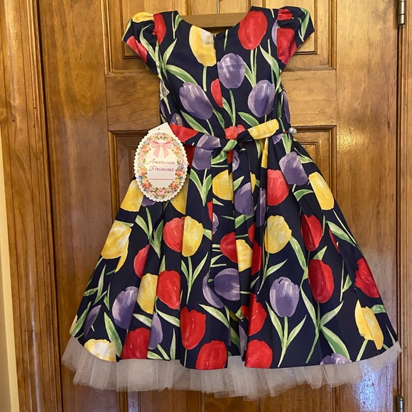 NWT Cute Toddler Girls Navy Multi Dress - Picture 5 of 12